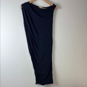 James Perse Standard Womens Dress Size 0 X-Small Blue Sleeveless Ruched Shoulder